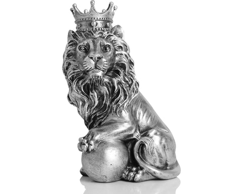 Feng Shui Lion Statue Home Decoration Regal Statement Piece, Men Father Leo Lion Gift, Man Home Office Desk Table Shelf Decoration Antique Golden Lying Lion Statue