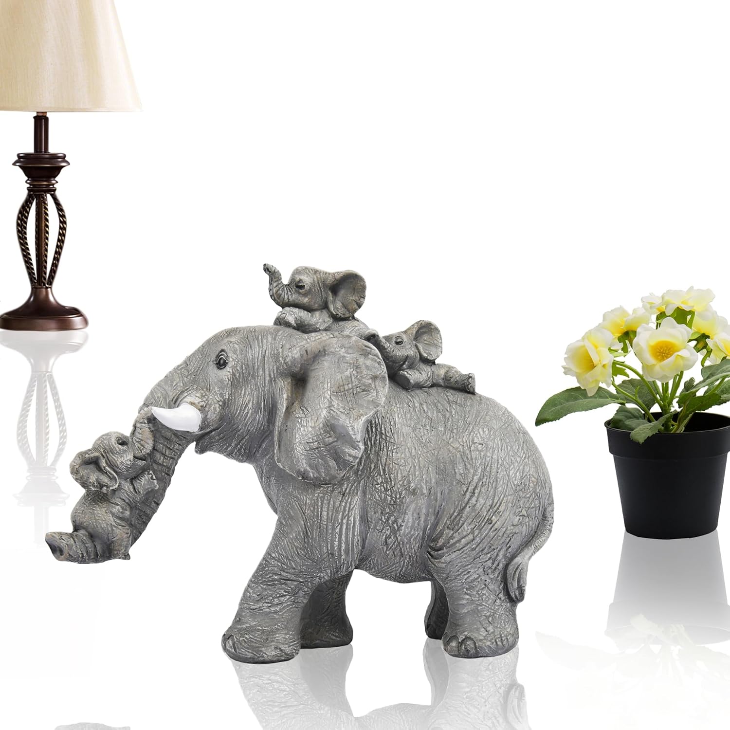 Elephant Gifts for Women, Cute Statue Decor Brings Love, Grayish Yellow Figurines Home Decoration Living Room