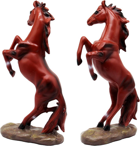 13.8''H Standing Horse Resin Statue, Horse Art Figurine Decorative Home & Office Decor Ornaments for Desk Bookshelf Wine Cabinet to Attract Luck and Wealth (Golden)