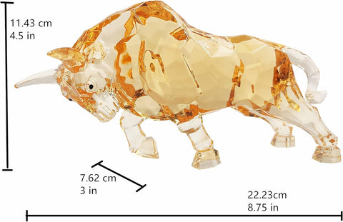 FengShui Wall Street Bull Statue Acrylic Bull Figurine Sculpture Home Office Desk Decorative Ornament 8.7''L (Amber)