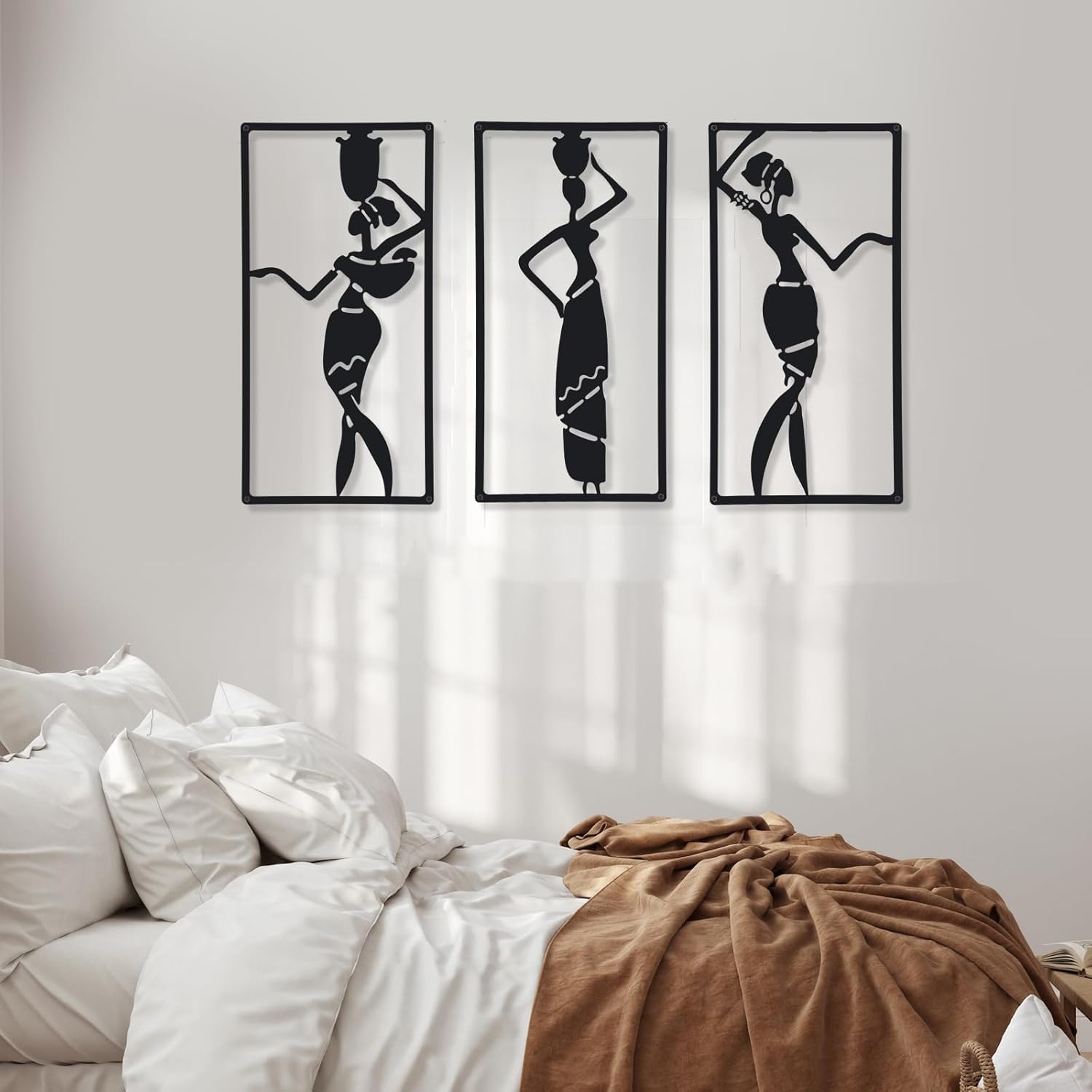 CHENGU 3 Pieces Metal Minimalist Abstract Woman Wall Art Line Drawing Wall Art Decor Single Line Female Home Hanging for Kitchen Bathroom Living Room(Artistic Body)