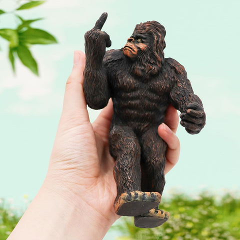 5.7 Inch Middle Finger Gorilla Statue, Funny Resin Garden Chimpanzee Ornaments, Decoration Sasquatch Sculpture for Home Desktop Garden Yard Office Desk