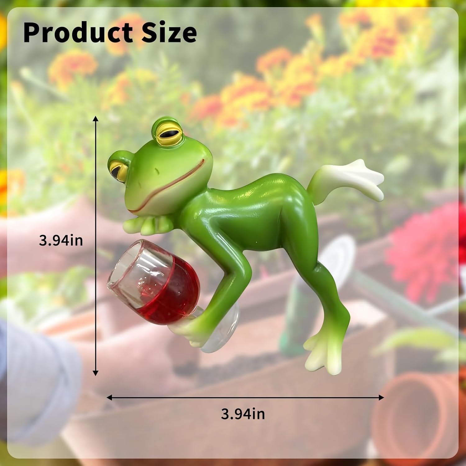 Cute Frog Figurines Statue,Funny Resin Frog Sculpture Decor for Home Office Desk Tabletop Bathroom,Ideas for Pot Flower(Green 5175)