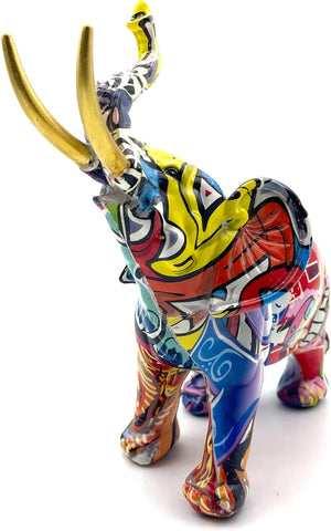 Colorful Art Elephant Statue Sculpture Figurine Collectible Gift Idea Home Decor Desktop Decoration (Large)