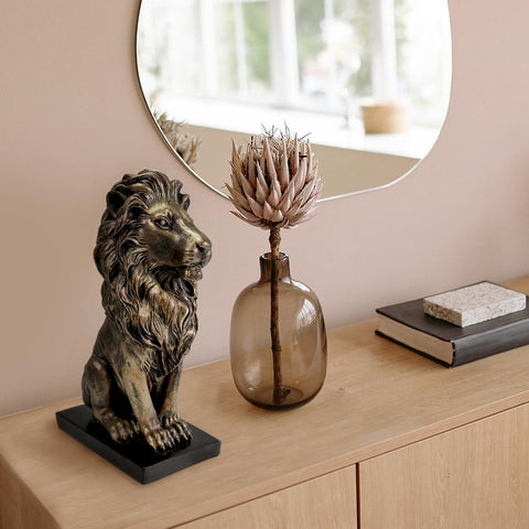 Lion Statues, Bronze Animal Sculptures for Mantel Table Shelf Decor, Lion Bookends for Home Office, 13'' Tall