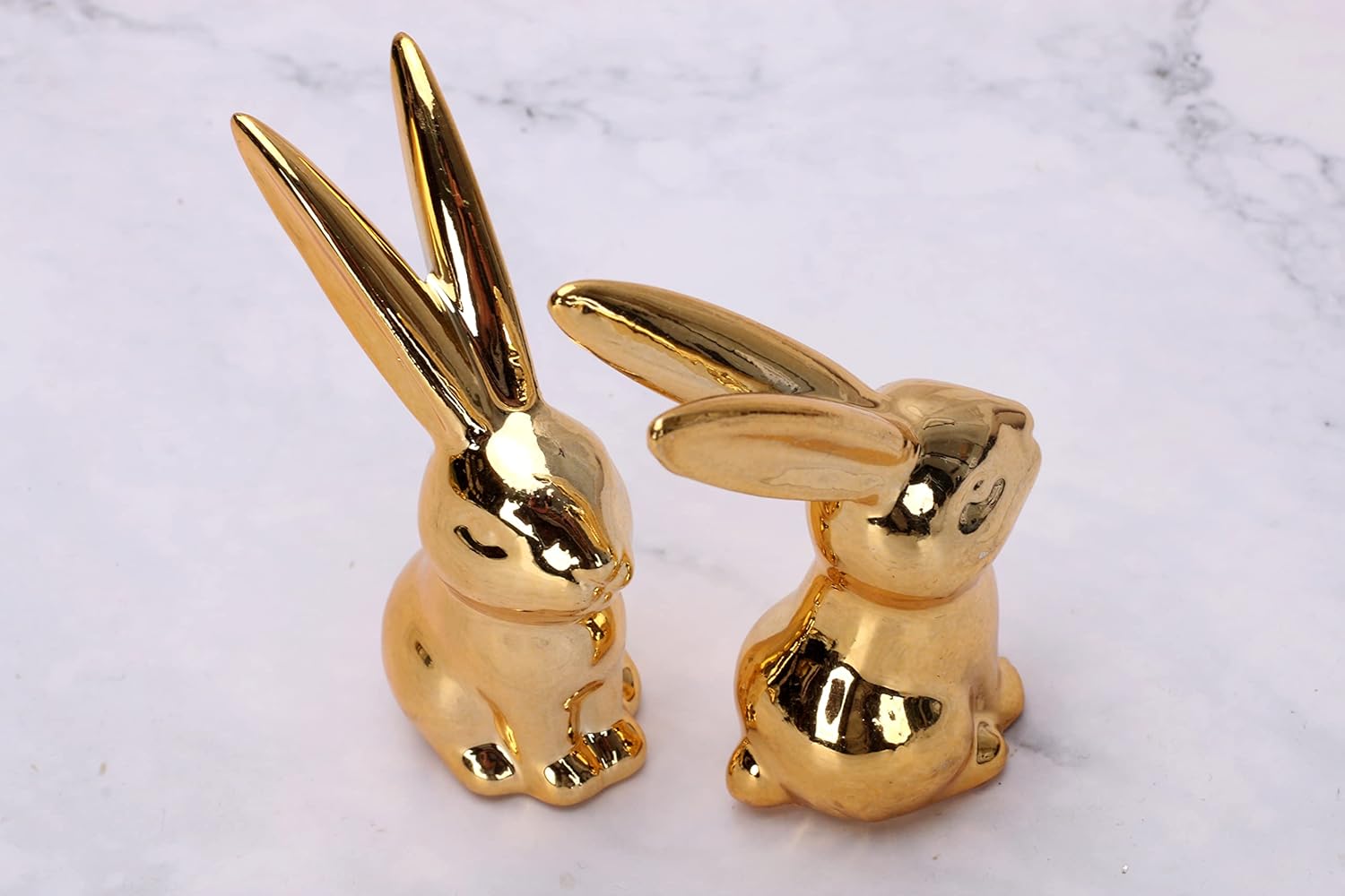 Gold Small Animal Statue Rabbit Statue Decor Modern Style Ceramic Rabbit Figurine Statues for Home Decor Accents Living Room Office Table Bookshelf Desk Bedroom Decorative Objects