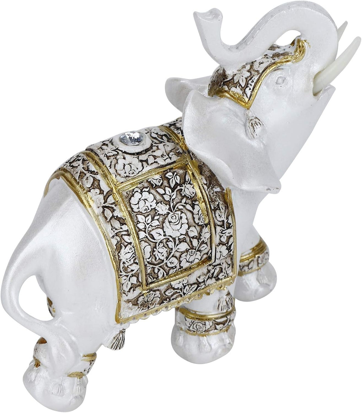 Wealth Elephant Statue,White Retro uropean Style Resin Lucky Feng Shui Lucky Elegant Figurine Elephant Statue Collectible for Home Office Car Decoration