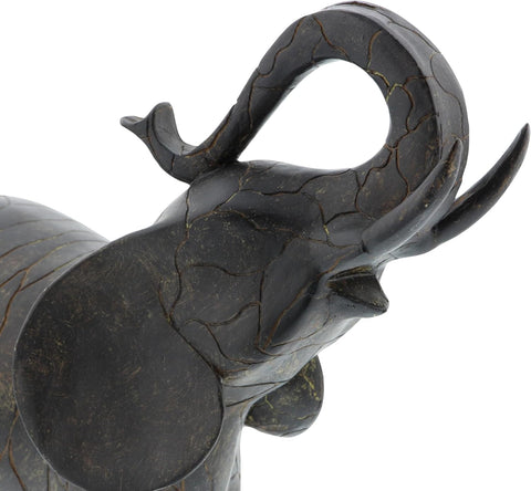 Deco 79 Polystone Elephant Decorative Sculpture Home Decor Statue, Accent Figurine 12" x 3" x 10", Gray