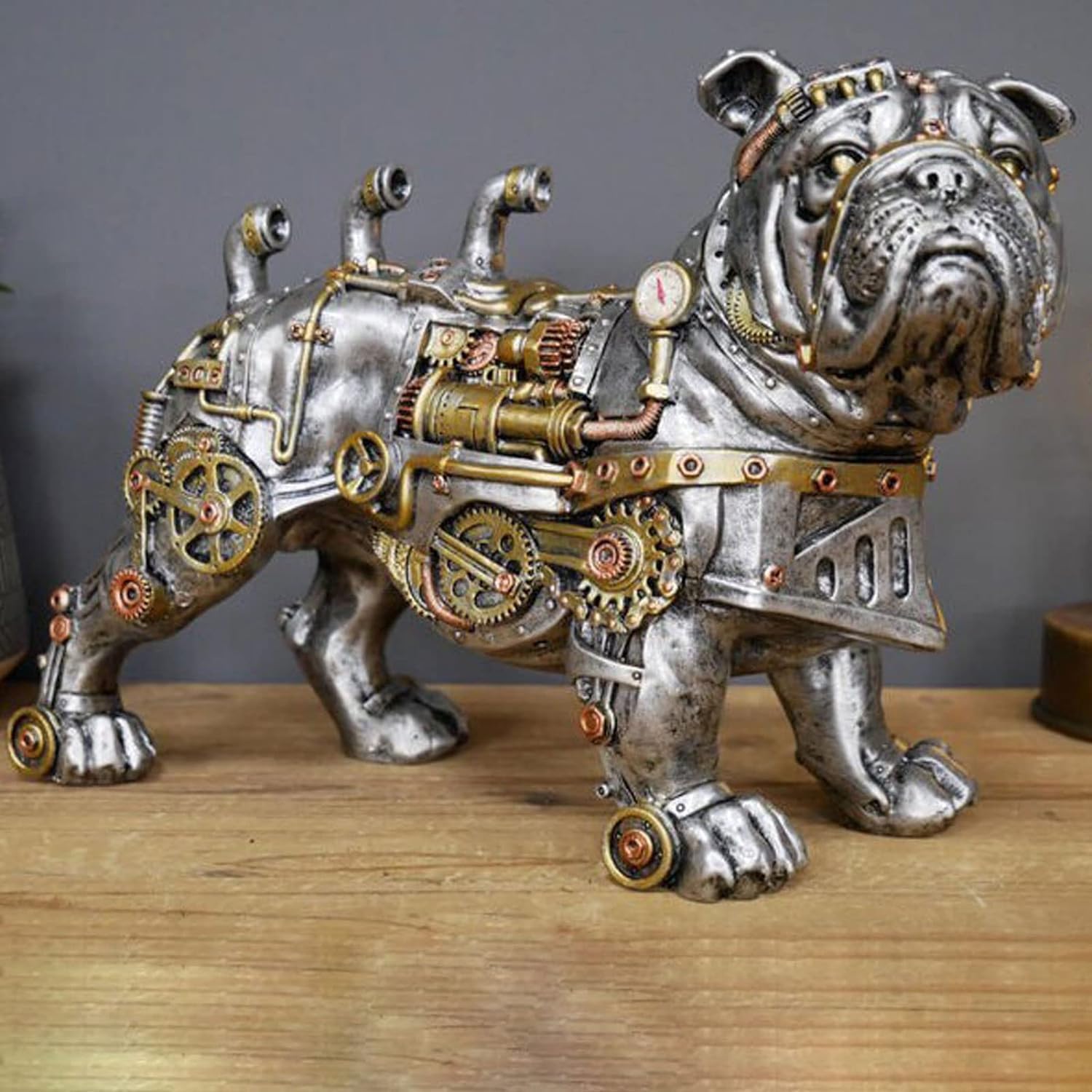 Gorilla Statue and Carved Sculpture Mechanical Punk Style Gorilla Statue Animal Statue Steampunk Modern Home Decor Resin Statue for Coffee Table, Living Room, Entrance, Shelf Decor (Gorilla)