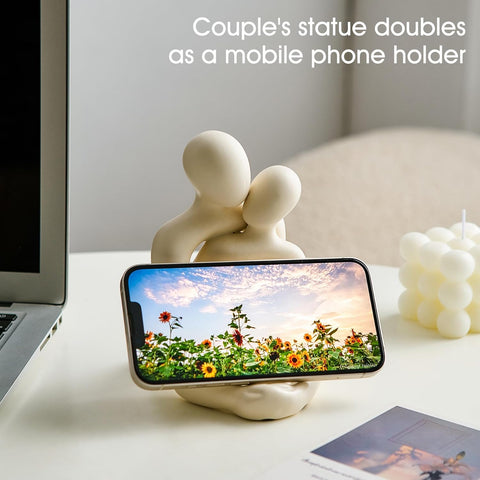 Octdays Ceramic Couple Statue Decor: Couple Hugging Sculpture for Home Decor Modern Abstract Art Figurines for Living Room Office Bedroom Nightstand Gifts for Anniversary Valentine Birthday