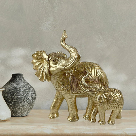 Elephant Statue for Home Decor Gold 9.2IN,Elephant Statues for Table Deskr-Elephant Decor for Living Room-Indoor Elephant Gift for Relaxation Meditation or Shrine