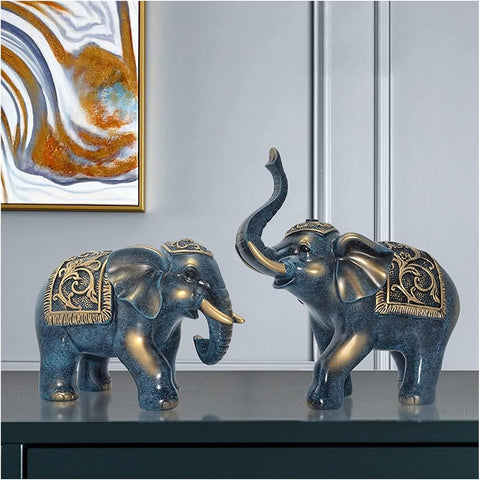 Sculpture Tabletop Elephant Statue Decoration Lucky Elephant Furnishing Living Room Wine Cabinet Entrance Opening Gift Decor Statue