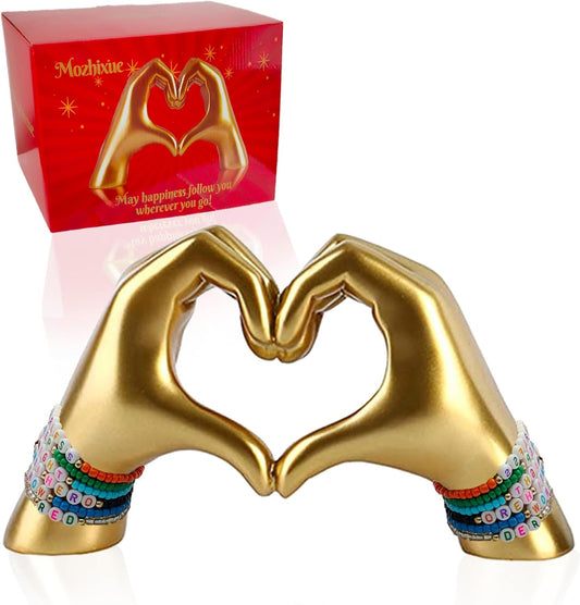 Hand Gesture Statues, Heart Shape Love Finger Statue, Modern Art Sculpture Personalized Finger Gold Home Decoration for Wedding Home Office Desktop Gifts 1438