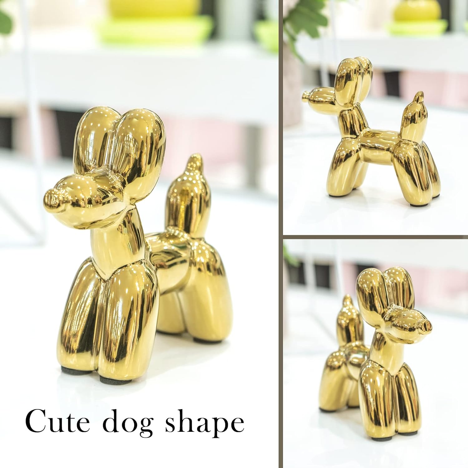 Notakia Cute Ceramics Balloon Dog Statue Crafts Living Room Desktop Decorations,Handmade Modern Small Ceramic Animal Statue Ornament Home Decor Accents