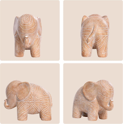 Elephant Statue, African Animal Decor, Wooden Elephant Gift for Women, Boho Decor for Living Room, Shelf, Office（1Pack, Small ）