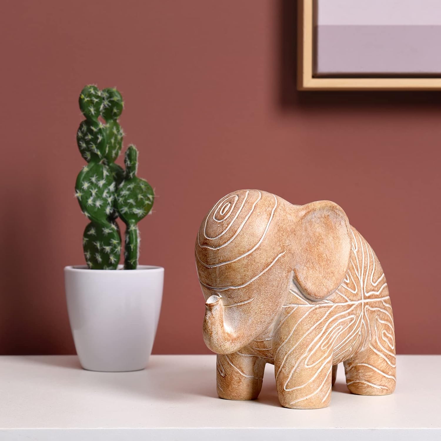 Elephant Statue, African Animal Decor, Wooden Elephant Gift for Women, Boho Decor for Living Room, Shelf, Office