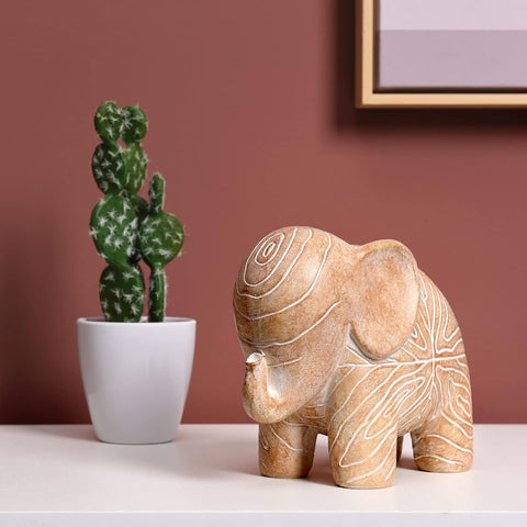 Elephant Statue, African Animal Decor, Wooden Elephant Gift for Women, Boho Decor for Living Room, Shelf, Office（1Pack, Small ）