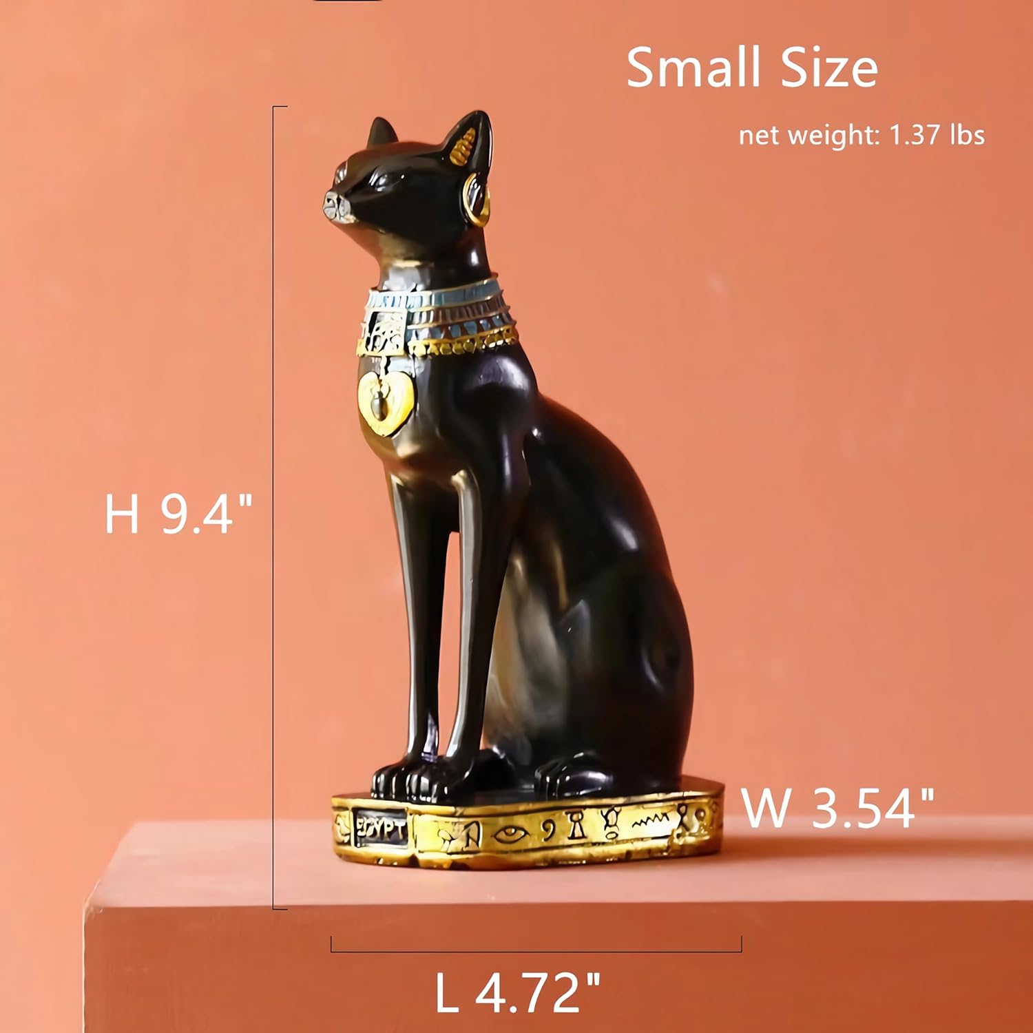 12 inch Tall Black Egyptian Cat Goddess Bastet Statue, Ancient Egypt Bast Figurines Home Decor