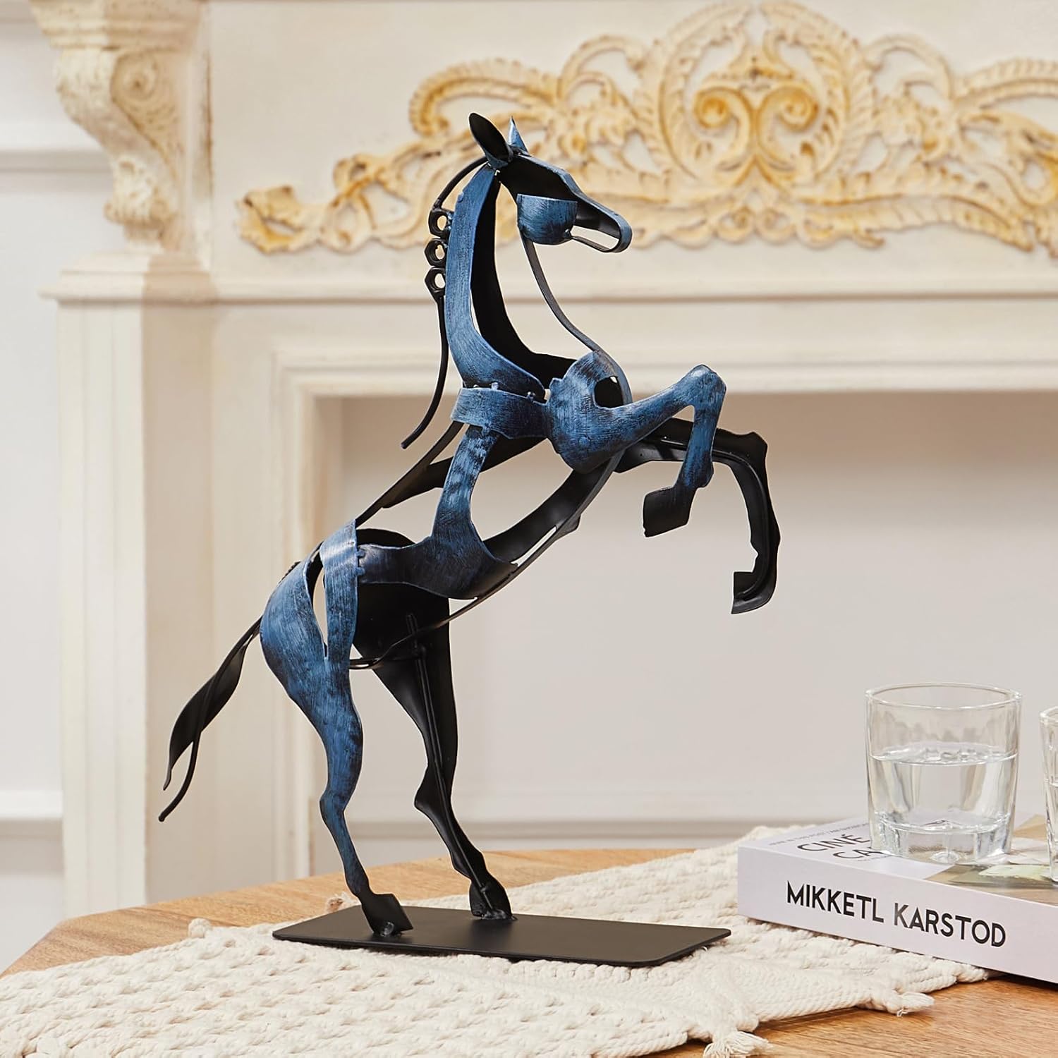 Standing Horse Statue - Hand Painted Metal Desktop Sculpture, Home & Office Animal Statue, Memorial Gift for Horse Lovers (Black)