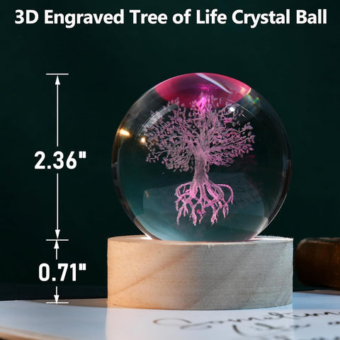 3D Cat Themed Gifts for Women Decor for Cat Lovers Cat Mom Crystal Ball Cat Related Sympathy Presents with Wooden Light Base