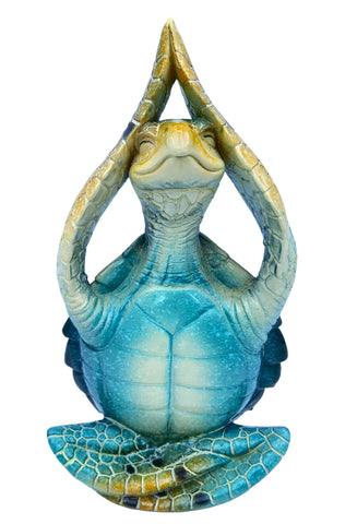 VVGIFTS Sea Turtle Meditation Yoga Decor, Meditating Coastal Beach Decorations, Zen Yoga Resin Statue for Home Office Ornaments (Put The Palm Separate)