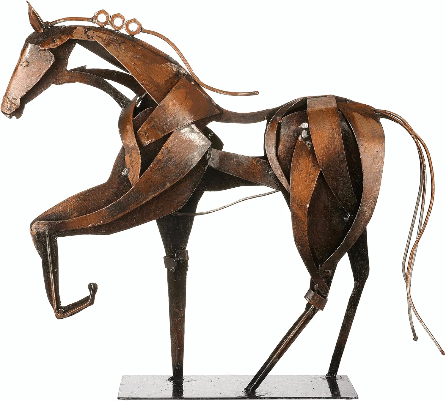 Handmade Horse Statue - Unique Rustic Decor for Office & Home - Hand-Painted Metal Sculpture - Perfect Handicraft Gift for Horse Lovers (Blue)