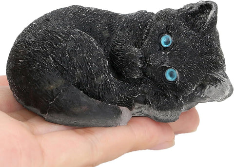 Cat Decor Black Obsidian Cat Crystal Figurines Crystals Gifts for Cat Lovers Men Women Lucky Cute Cat Statue for Room Desk Decor 1PC