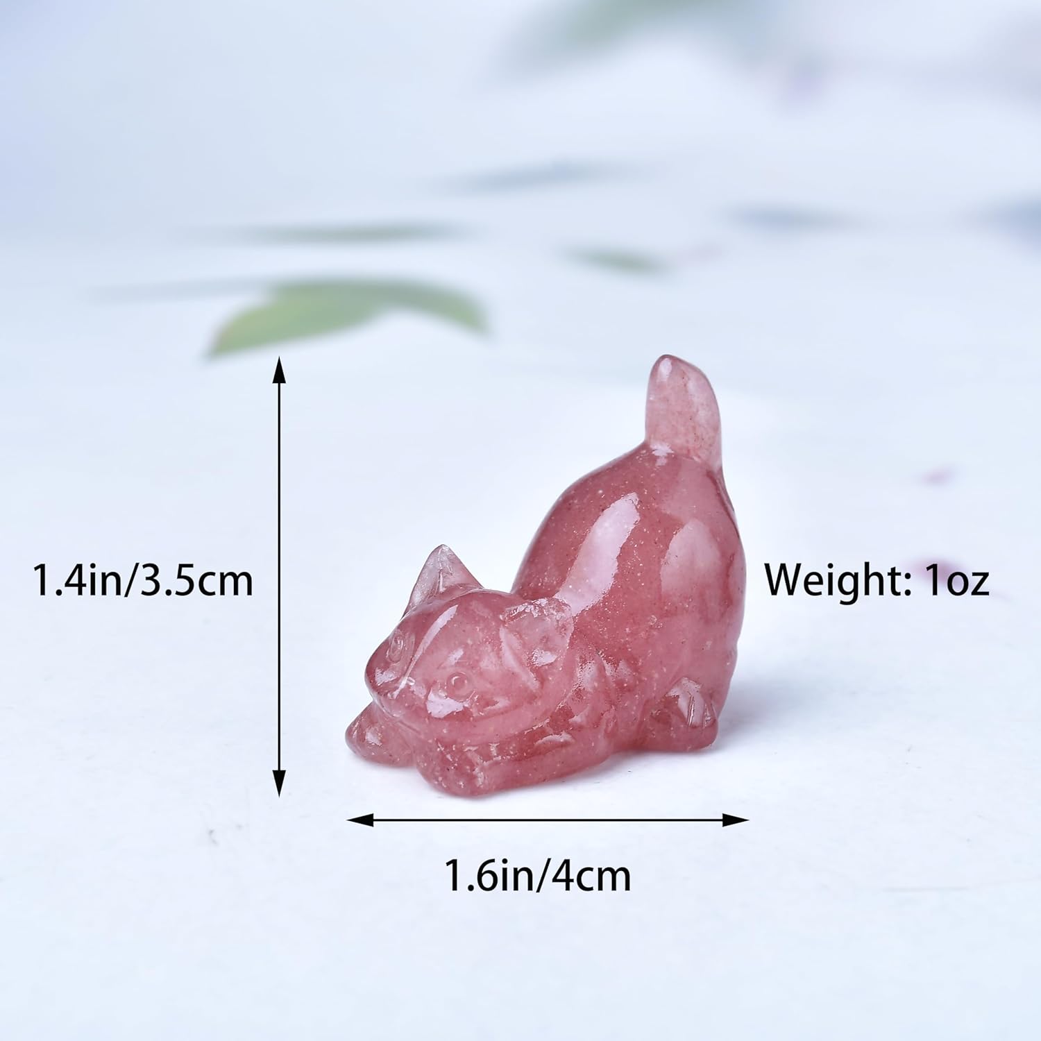 Flame Stone Cat Crystal Statue Healing Crystal Reiki Meditation Pocket Gem Guardian Sculpture Home Study Table Desk Decor Collection Gift for Loved Ones