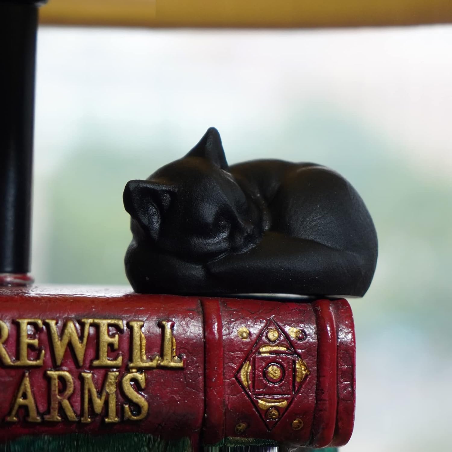 Tiny Sleeping Cat Statue Hand-Carved Healing Stone Gemstone Little Kitten Statue Figurine 2" - Black Obsidian