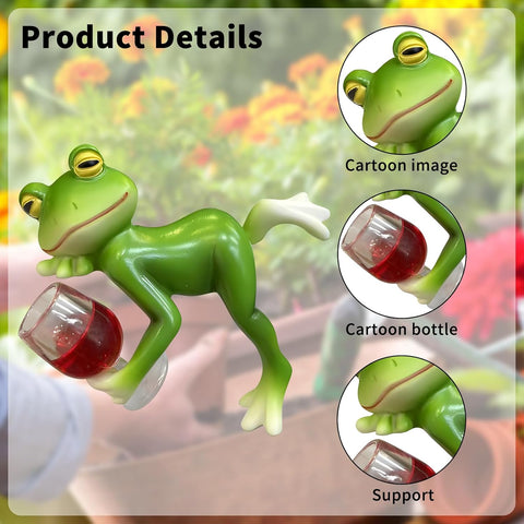 Cute Frog Figurines Statue,Funny Resin Frog Sculpture Decor for Home Office Desk Tabletop Bathroom,Ideas for Pot Flower(Green 5175)