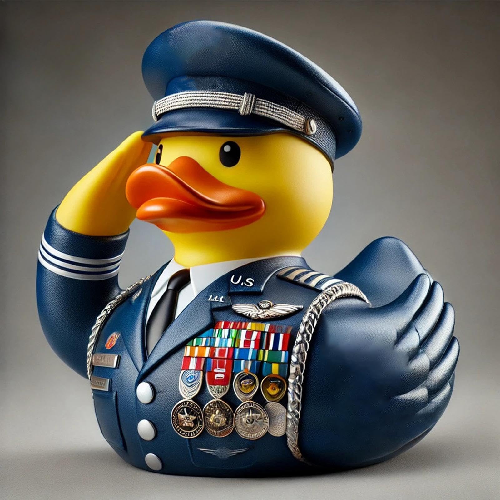 Veterans Memorial Duck, 2025 Navy Veterans Memorial Duck, 3 Inch Resin Militarys Duck Statue Armys Duck Figurine Cute and Funny Commemorative Saluting Duck Ornament for Desktop Car Ashboard