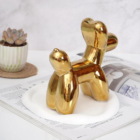 Large Cute Ceramics Balloon Dog Statue Crafts Living Room Desktop Decorations,Handmade Modern Small Ceramic Animal Statue Ornament Home Decor Accents