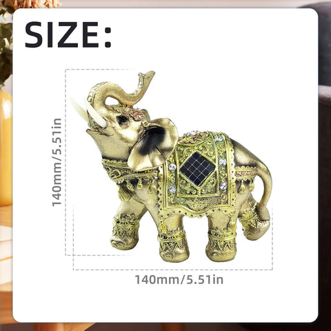 Lucky Wealth Feng Shui Elephant Statue - Resin Collectible Figurine with Trunk Raised - Good Luck Elephant Gift for Women (Large)