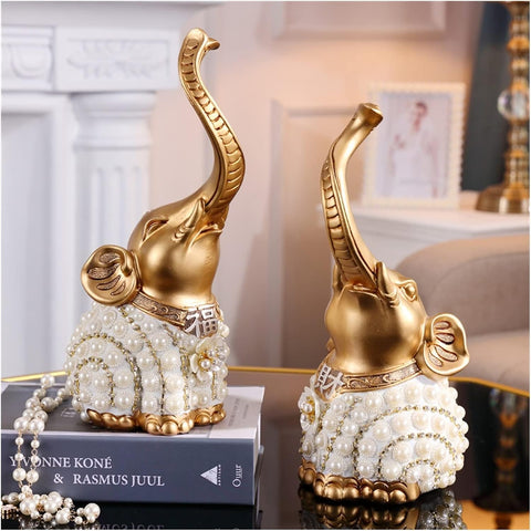 Sculpture Statue Couple Elephant Ornament Pure Handmade Resin Artwork Wine Cabinet Office Living Room Desktop Decoration Modern Home Decoration