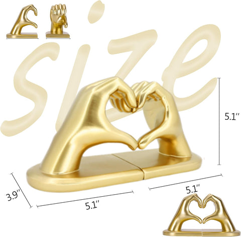 Gold Book Ends with Anti-Slip Unique Bookends for Shelves Heavy Books, Book Stopper for Shelves Books Magazines Home Office Decor