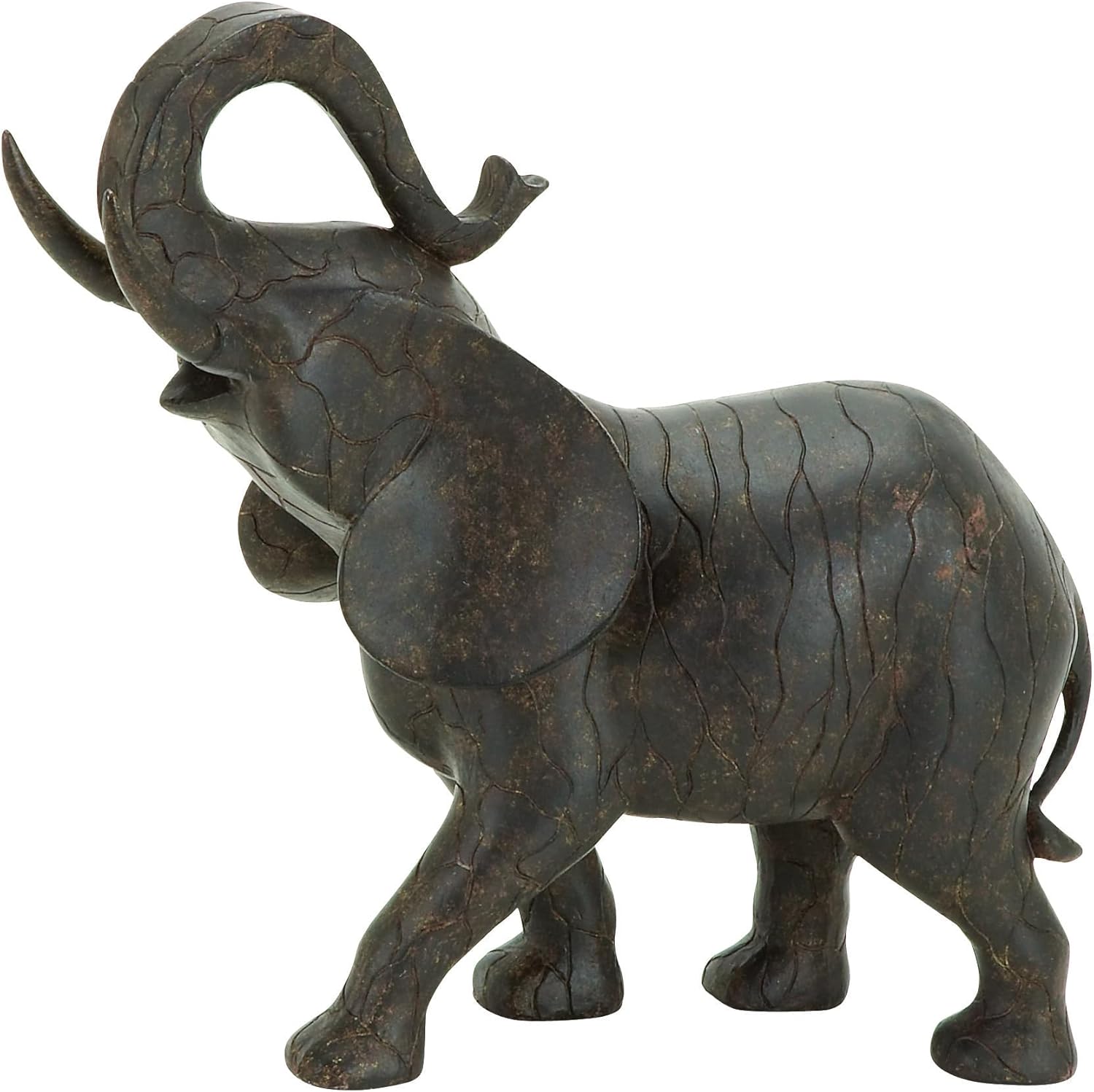 Deco 79 Polystone Elephant Decorative Sculpture Home Decor Statue, Accent Figurine 12" x 3" x 10", Gray