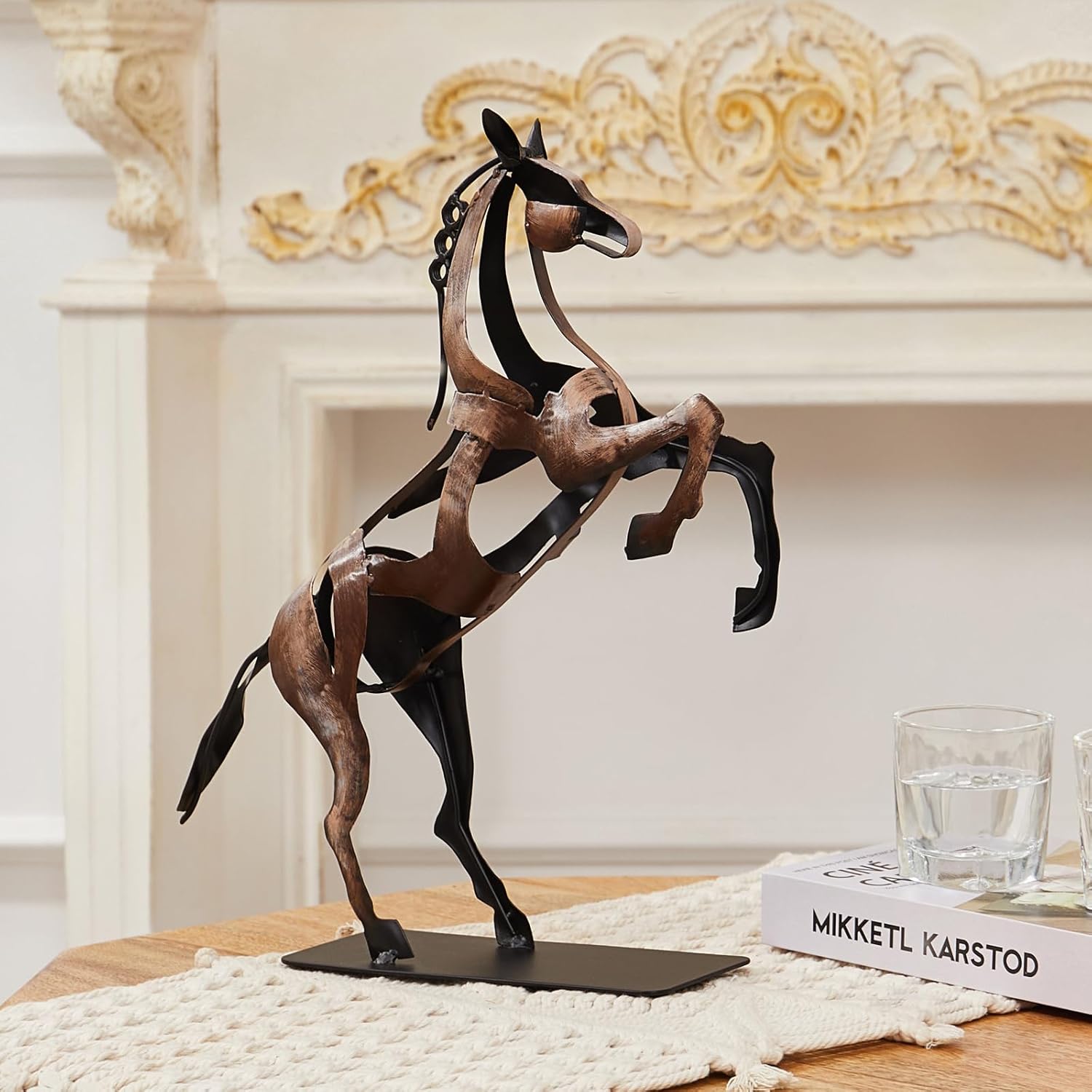 Standing Horse Statue - Hand Painted Metal Desktop Sculpture, Home & Office Animal Statue, Memorial Gift for Horse Lovers (Black)