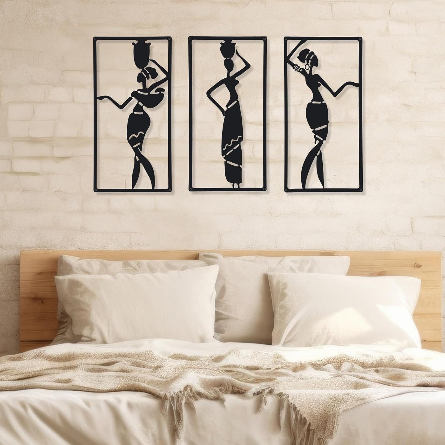 CHENGU 3 Pieces Metal Minimalist Abstract Woman Wall Art Line Drawing Wall Art Decor Single Line Female Home Hanging for Kitchen Bathroom Living Room(Artistic Body)