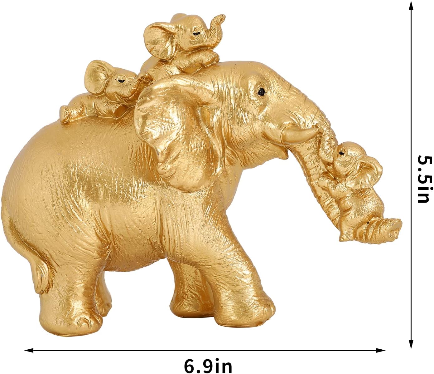 Good Luck Elephant Figurines Home Décor Elephant Carries Two Calves on Its Back Statue Décor for Shelf Good Gifts for Women Decoration for Living Room, Bedroom, Office