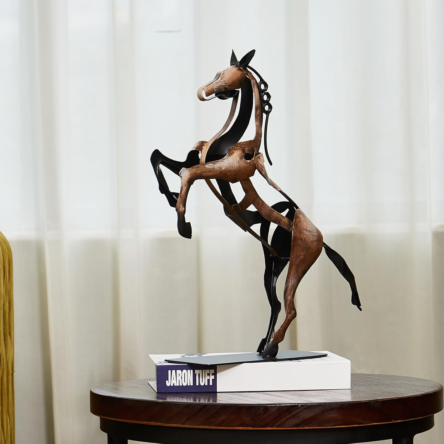 Standing Horse Statue - Hand Painted Metal Desktop Sculpture, Home & Office Animal Statue, Memorial Gift for Horse Lovers (Black)