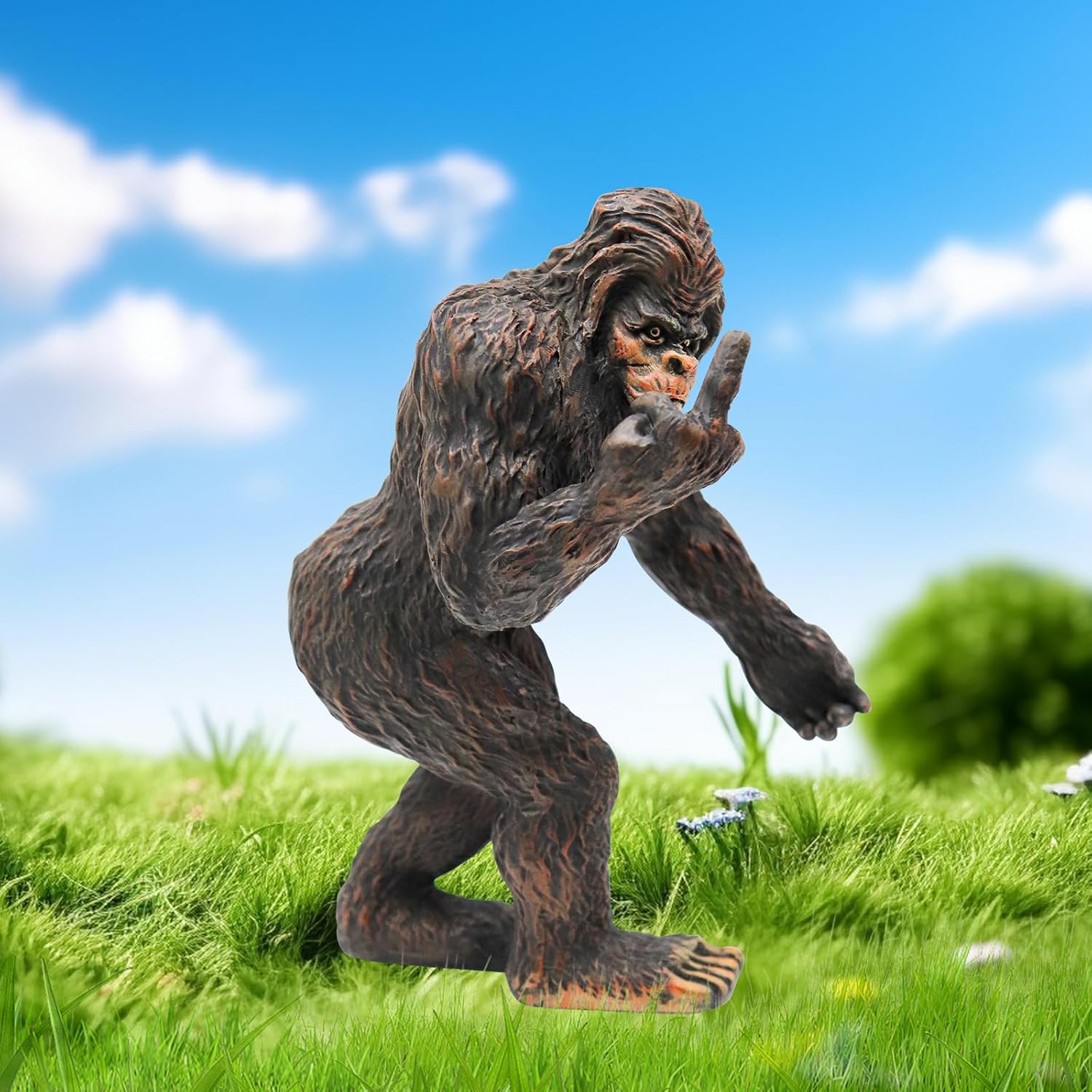 5.7 Inch Middle Finger Gorilla Statue, Funny Resin Garden Chimpanzee Ornaments, Decoration Sasquatch Sculpture for Home Desktop Garden Yard Office Desk