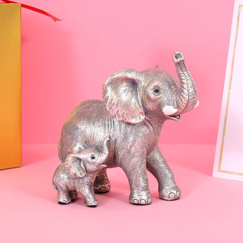 Cute Elephant Statue Home Décor Good Luck Elephant Carries Three Calves on Its Back Figurines Décor for Shelf Good Gifts for Women Decoration for Living Room, Bedroom, Office