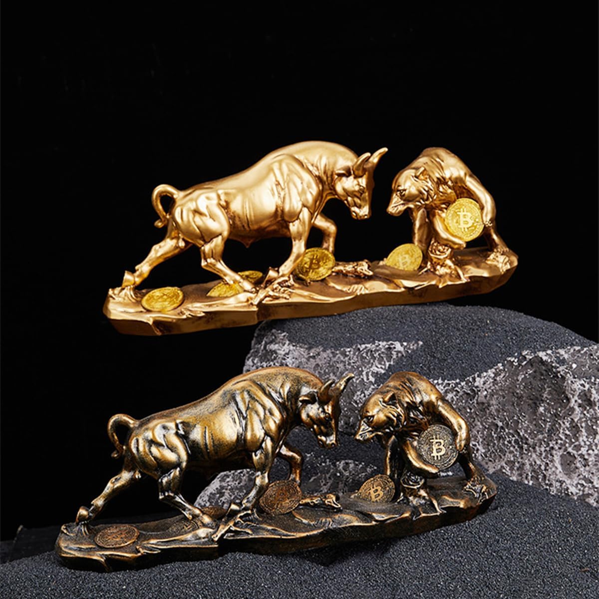 Bull and Bear Statue,Resin Abstract Tabletop Decor, Stock Market Decor,Gifts for Financial Investment Managers Investor.