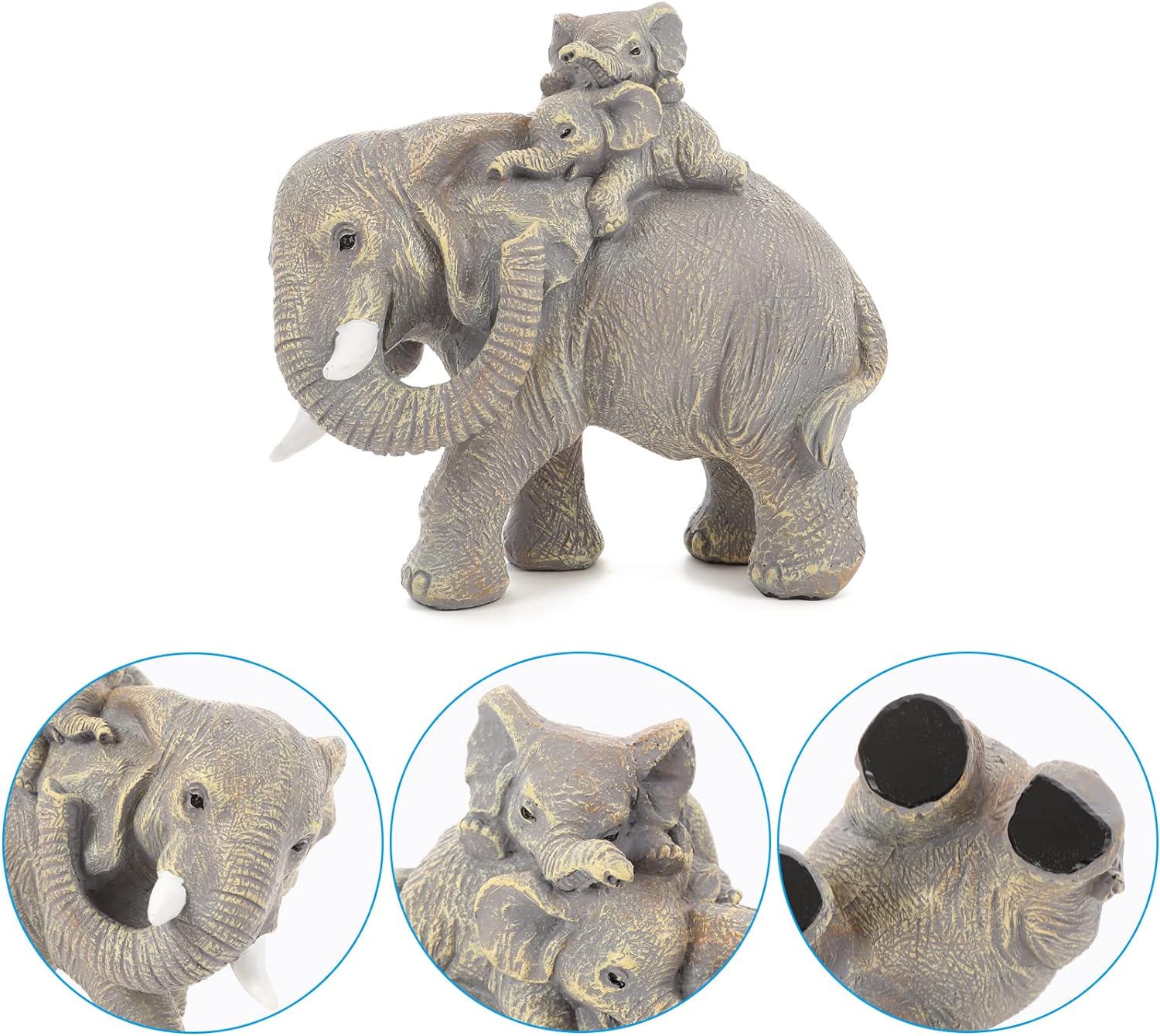 Good Luck Elephant Figurines Home Décor Elephant Carries Two Calves on Its Back Statue Décor for Shelf Good Gifts for Women Decoration for Living Room, Bedroom, Office