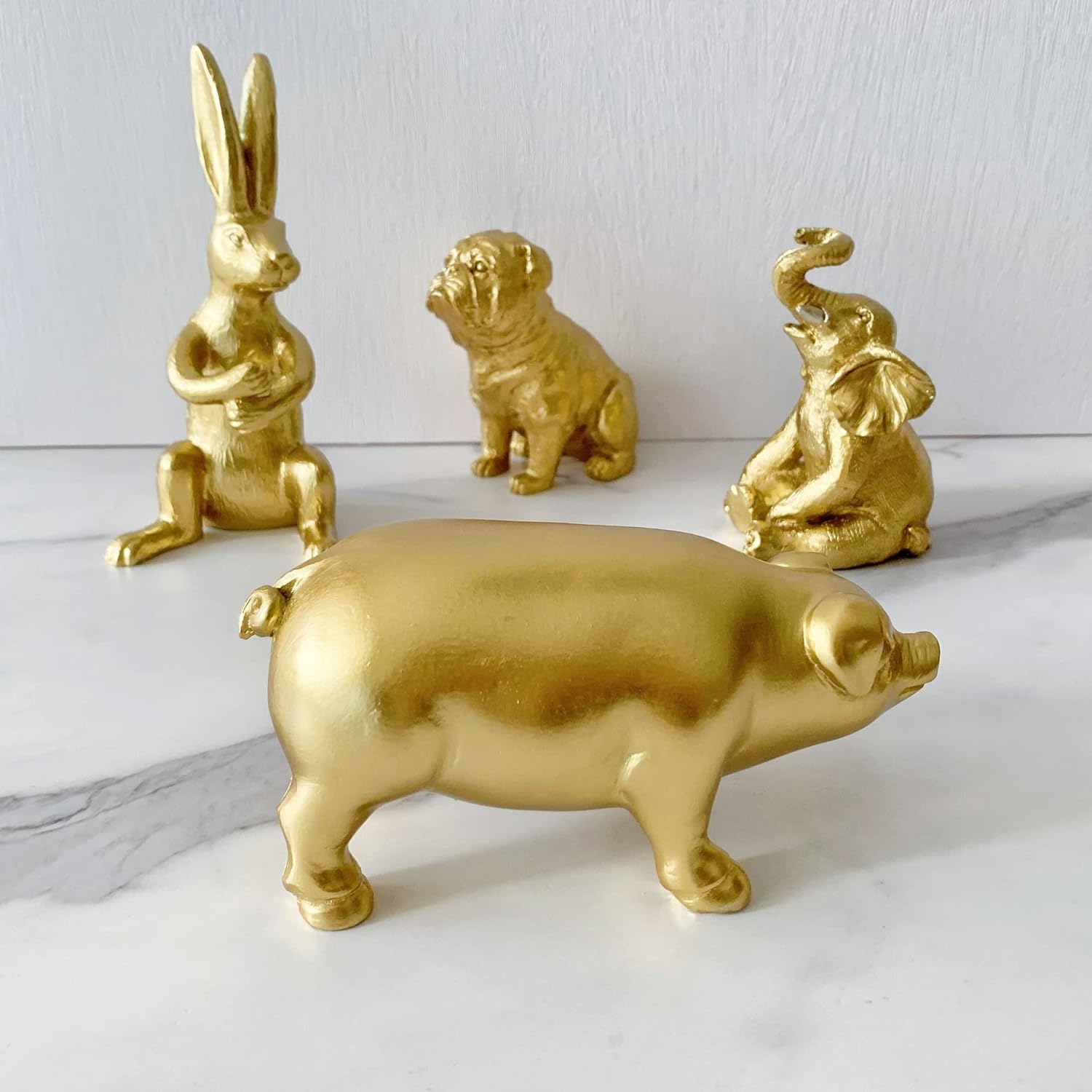 Golden Dog Statue, Animal Figurine Home Decor, Dog Sculpture for Home Office Desktop Bookshelf