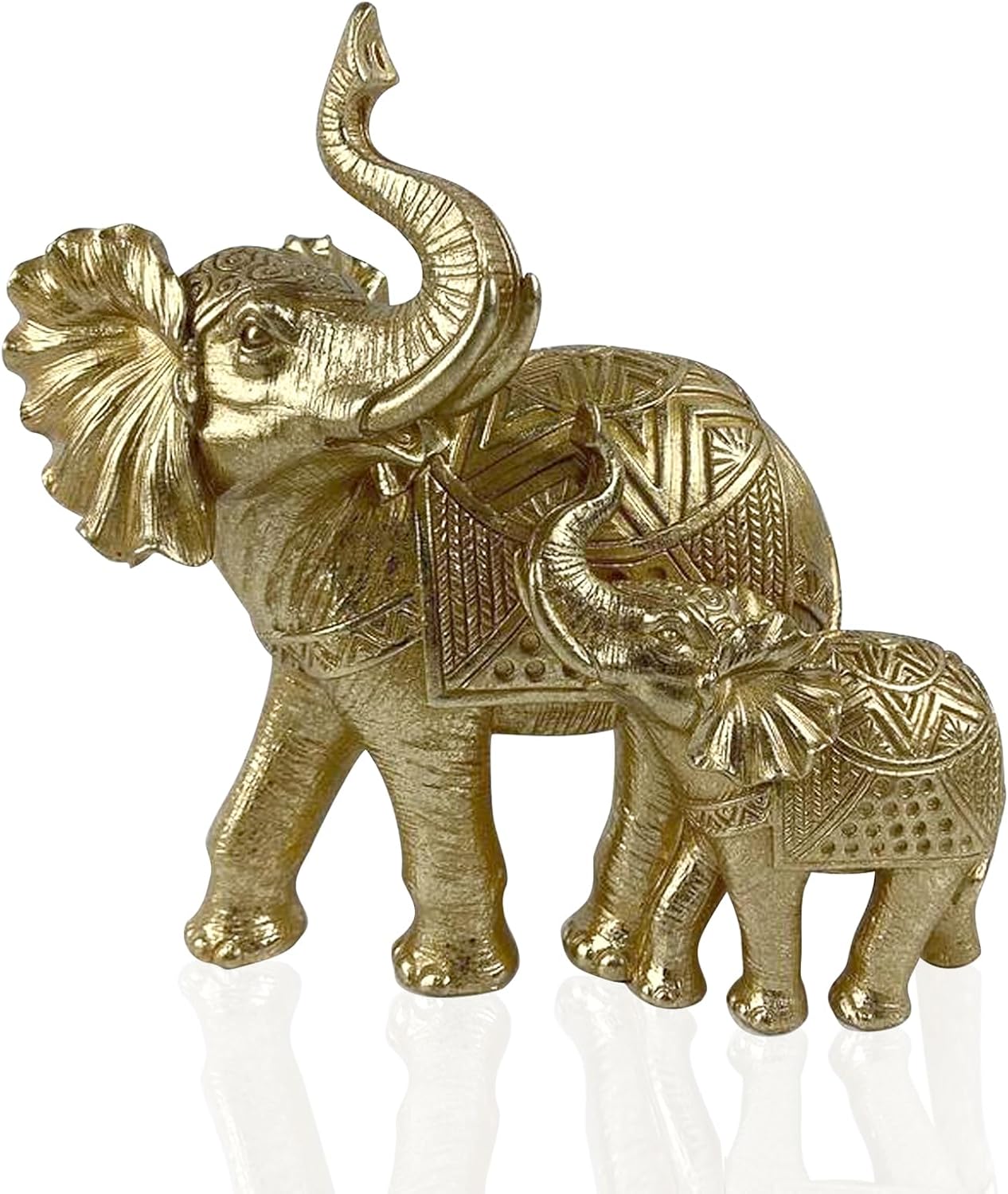 Elephant Statue for Home Decor Gold 9.2IN,Elephant Statues for Table Deskr-Elephant Decor for Living Room-Indoor Elephant Gift for Relaxation Meditation or Shrine