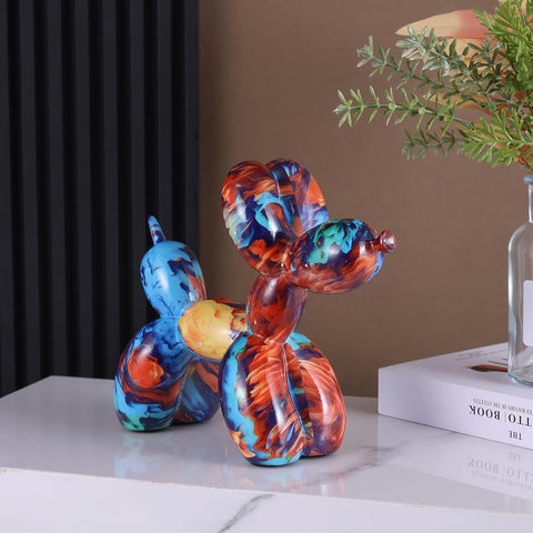 Creative Balloon Dog Sculpture Modern Home Decoration Trendy Animal Art Ornaments Collection Figurine Bedroom Living Room Office Desktop Resin Decors