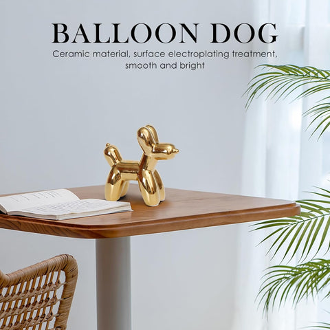 Large Cute Ceramics Balloon Dog Statue Crafts Living Room Desktop Decorations,Handmade Modern Small Ceramic Animal Statue Ornament Home Decor Accents