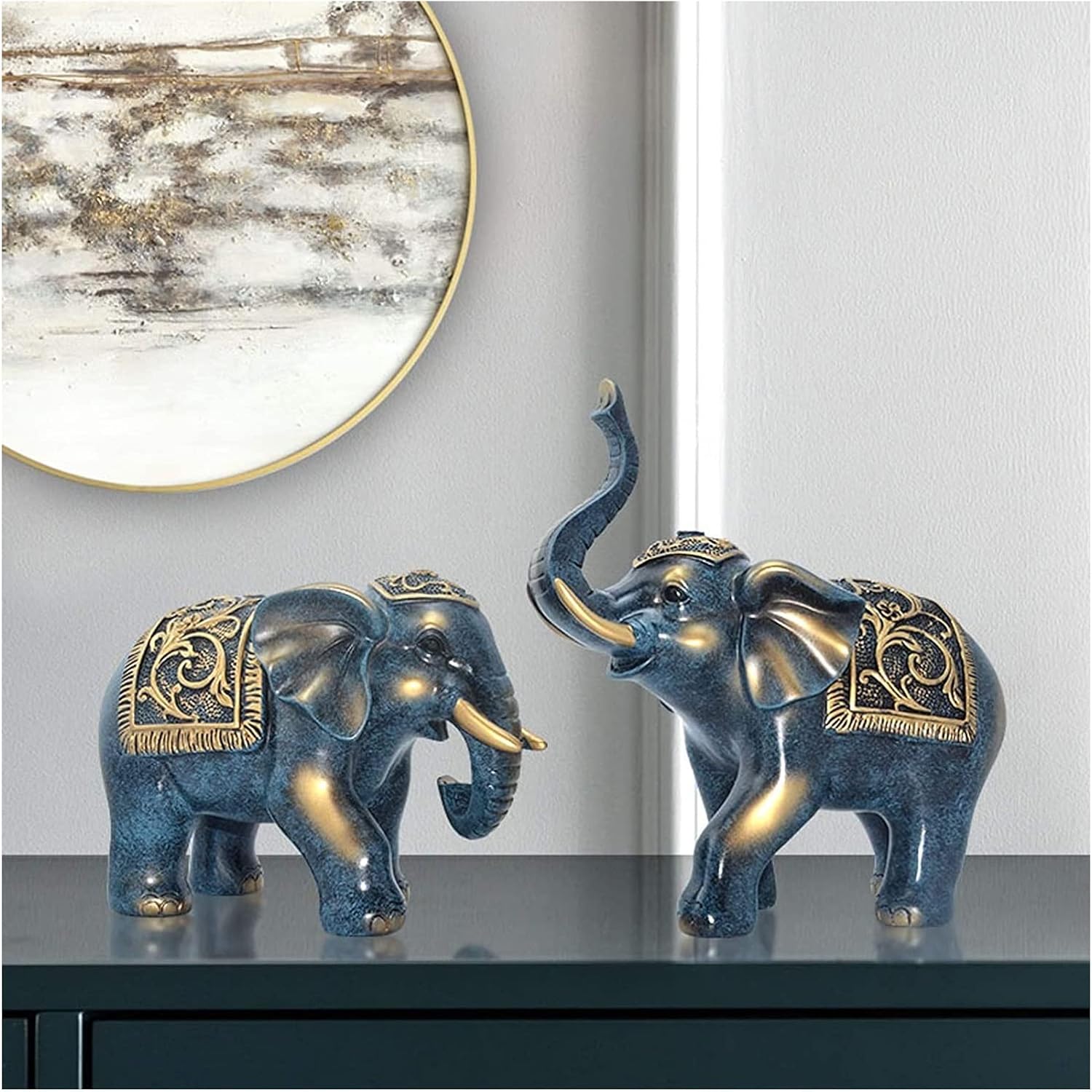 Sculpture Tabletop Elephant Statue Decoration Lucky Elephant Furnishing Living Room Wine Cabinet Entrance Opening Gift Decor Statue