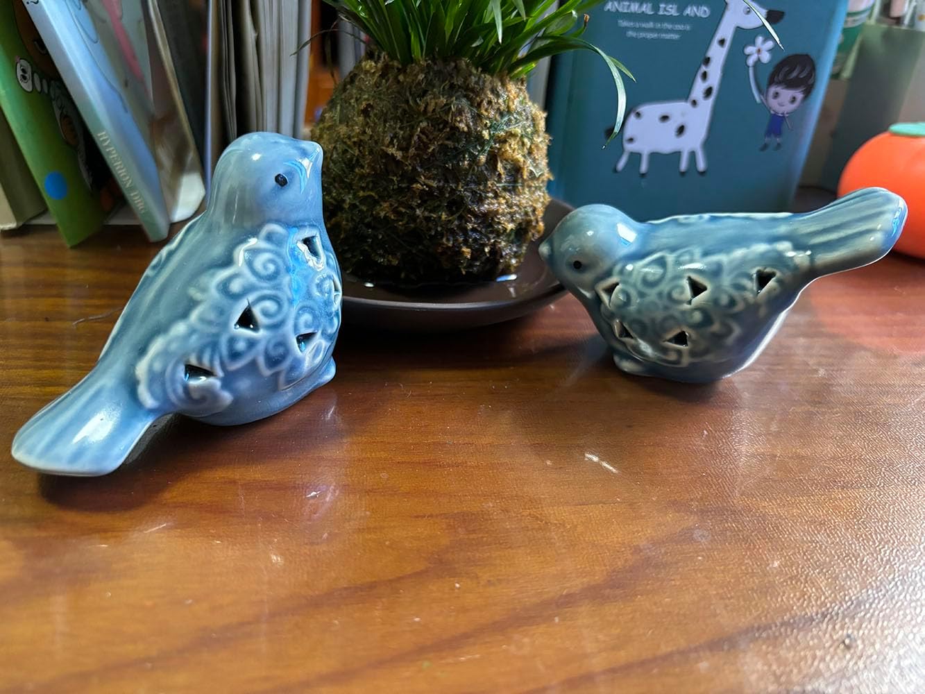 Small Animal Statues, Ceramic Bird Statues, Home Office Decor, Small Decor for Cabinet Shelves Entryway Bookcase TV Stand, Micro Landscape Accessories (Birds)